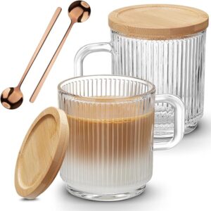 2-pack glass coffee mugs with lids
