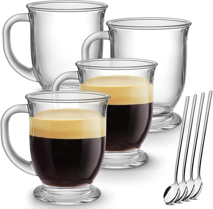Glass coffee mug set of 4