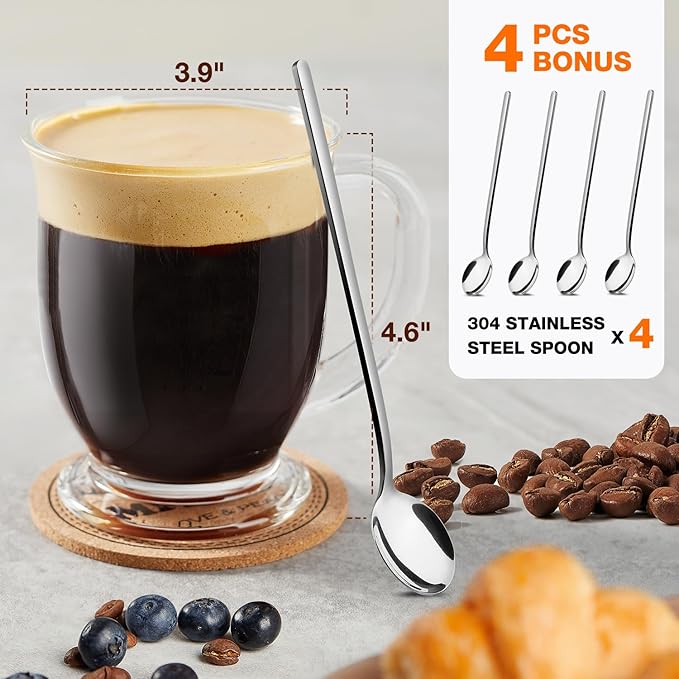 Glass coffee mug set of 4 - Image 2